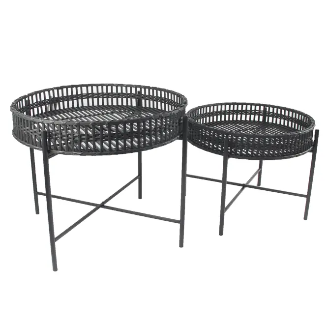 Súprava stolíkov BOHO BAMBOO 60 čierna