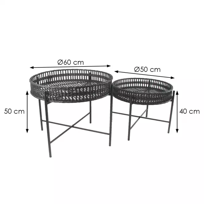 Súprava stolíkov BOHO BAMBOO 60 čierna