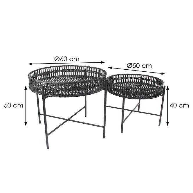 Súprava stolíkov BOHO BAMBOO 60 čierna