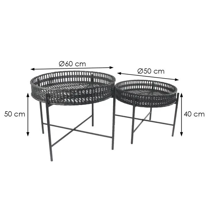 Súprava stolíkov BOHO BAMBOO 60 čierna,2