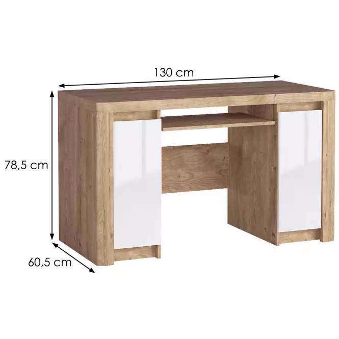 Písací stôl Livinio L14 ribbeck/biely lesk,2