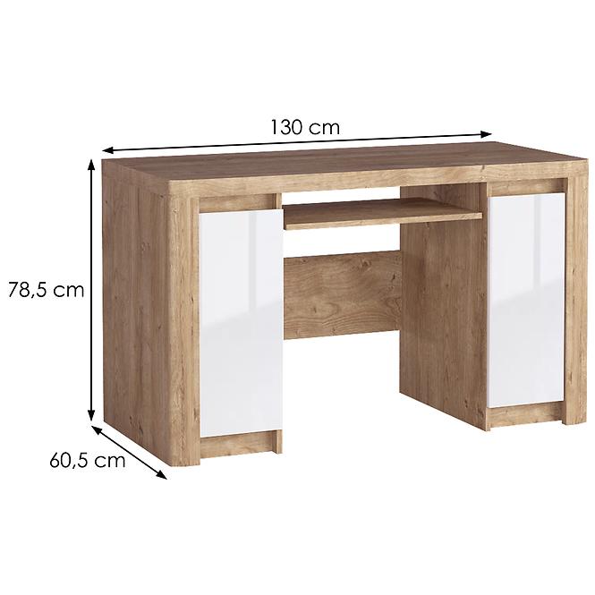 Písací stôl Livinio L14 ribbeck/biely lesk,2