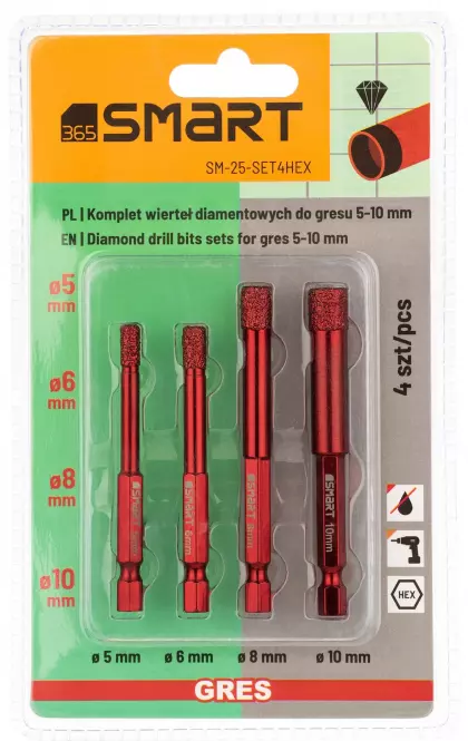 Smart Vyrezávač otvorov na gresu HEX 5-10 mm 4 ks.