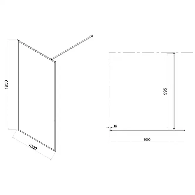 Sprchová stena Walk-In Tiz 100x195 black