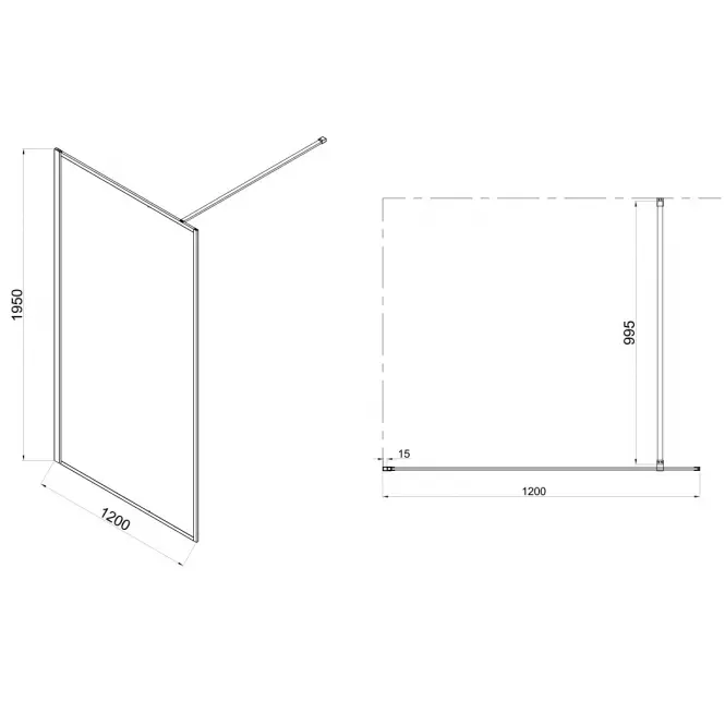 Sprchová stena Walk-In Tiz 120x195 black