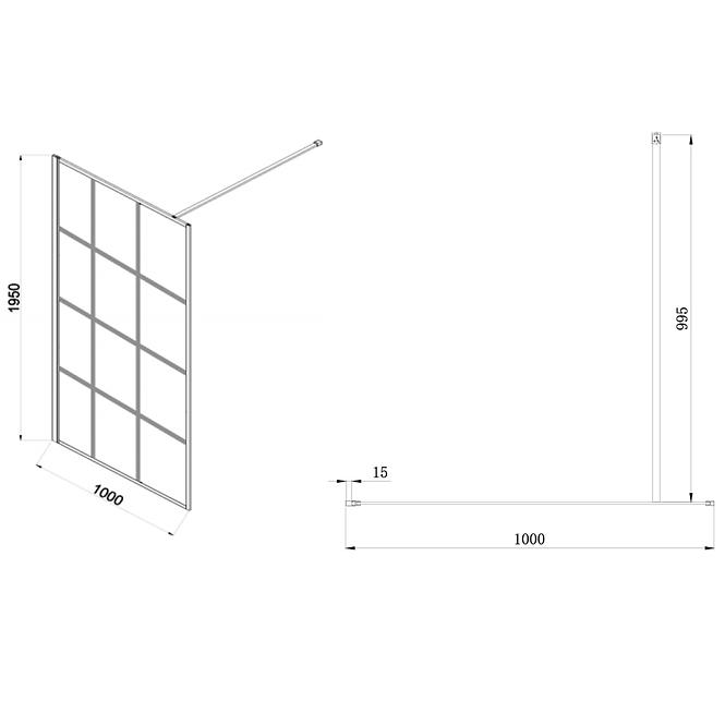 Sprchová stena Walk-In Metro 100x195 black