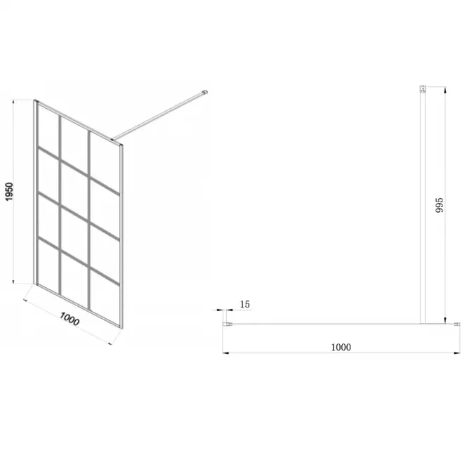 Sprchová stena Walk-In Metro 100x195 black,3