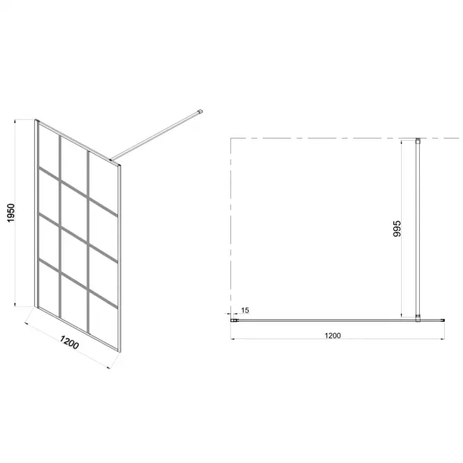 Sprchová stena Walk-In Metro 120x195 black