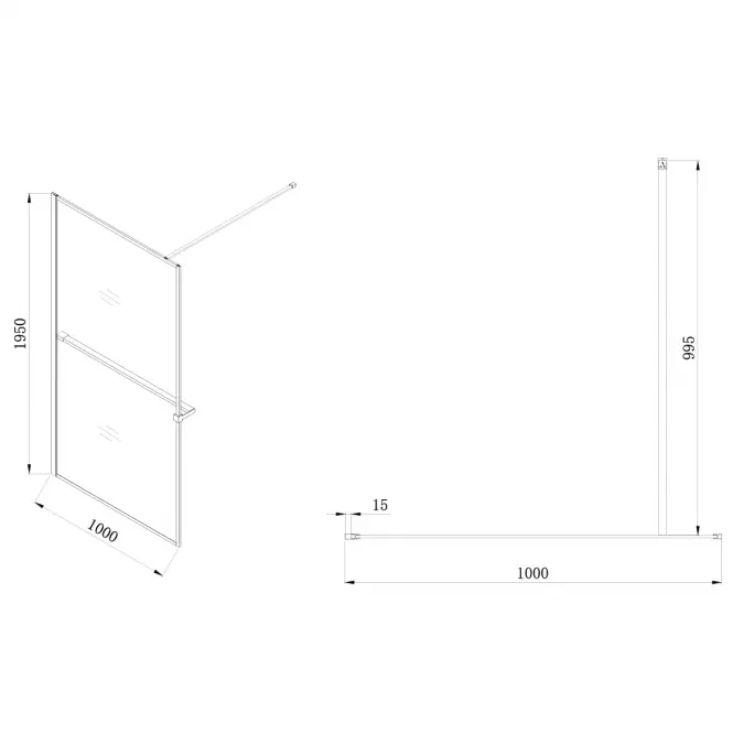 Sprchová stena Walk-In Rest 100x195 black