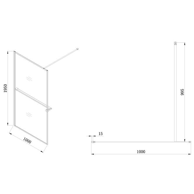 Sprchová stena Walk-In Rest 100x195 black