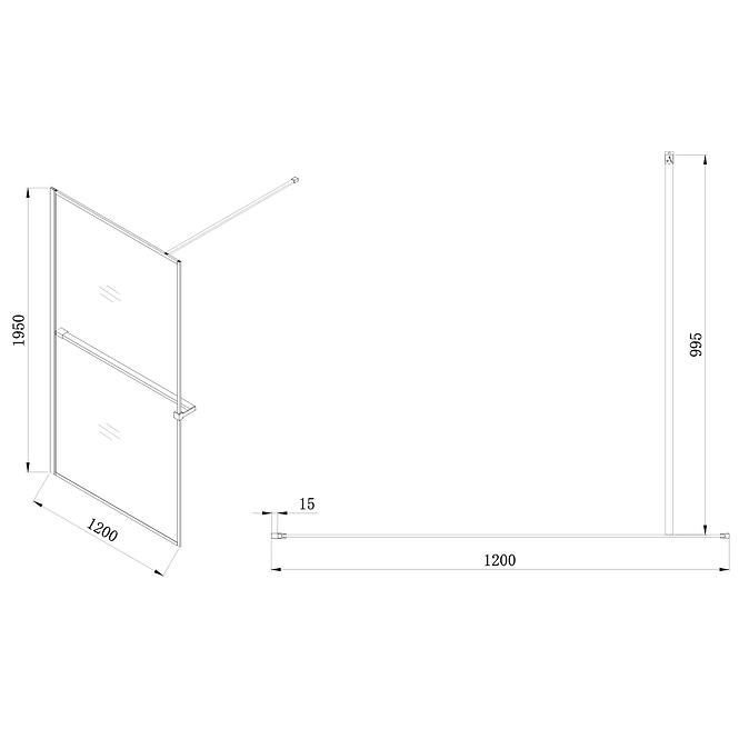 Sprchová stena Walk-In Rest 120x195 black