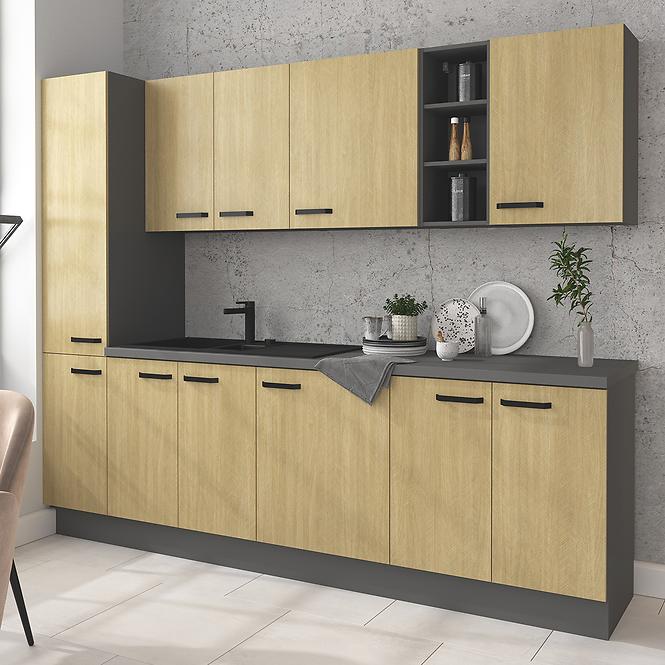 Kuchynská linka Scandi jedľa/antracit 260 bez kuchynskej dosky,5