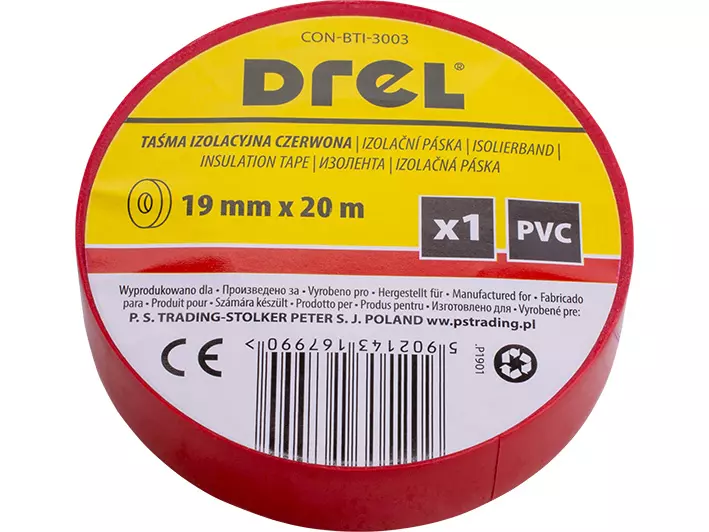 DREL Izolačná páska PVC červená 19mm x 0,18mm x 20m