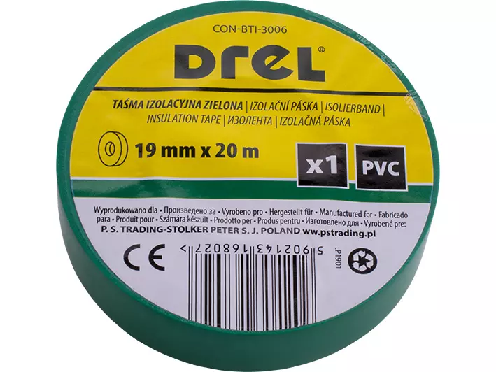 DREL Izolačná páska PVC zelená 19mm x 0,18mm x 20m