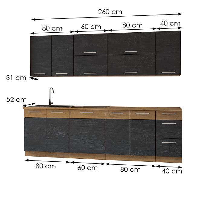 Kuchynská linka Vigo Dark 260 bez kuchynskej dosky