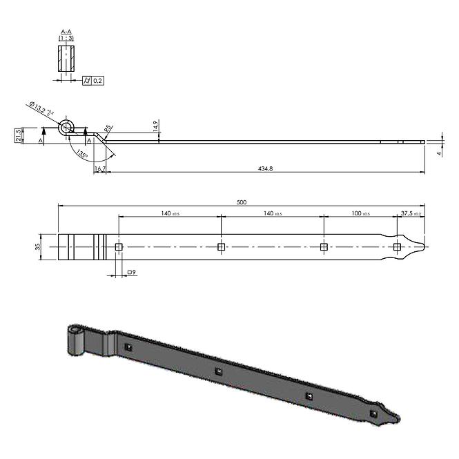 Záves pásový zpk c 500x11x35x4.0