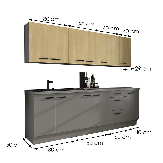 Kuchynská linka Scandi/Nessa 260 bez kuchynskej dosky,2