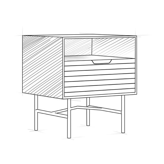 Nočný stolík Bassel 2521 45X40X50 prírodný/čierna