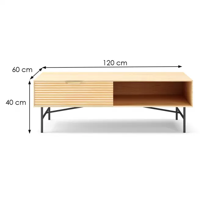 TV stolík Bassel 2519 120X60X40 prírodný/čierna,2