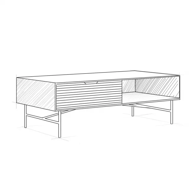 TV stolík Bassel 2519 120X60X40 prírodný/čierna