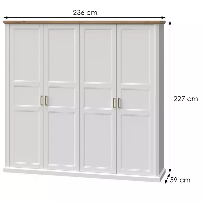 Skriňa 4d Tara p4/ta white/pacific walnut,2