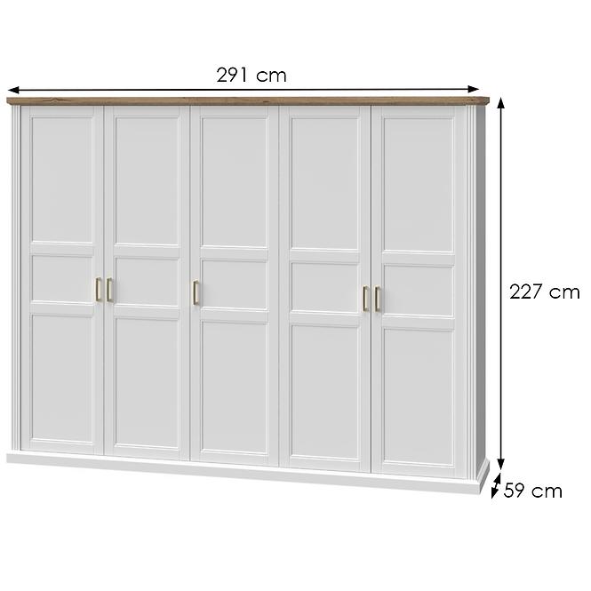 Skriňa 5d Tara p5/ta white/pacific walnut