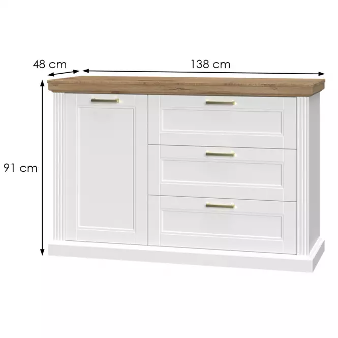 Komoda 1d3s Tara k13/ta white/pacific walnut,2