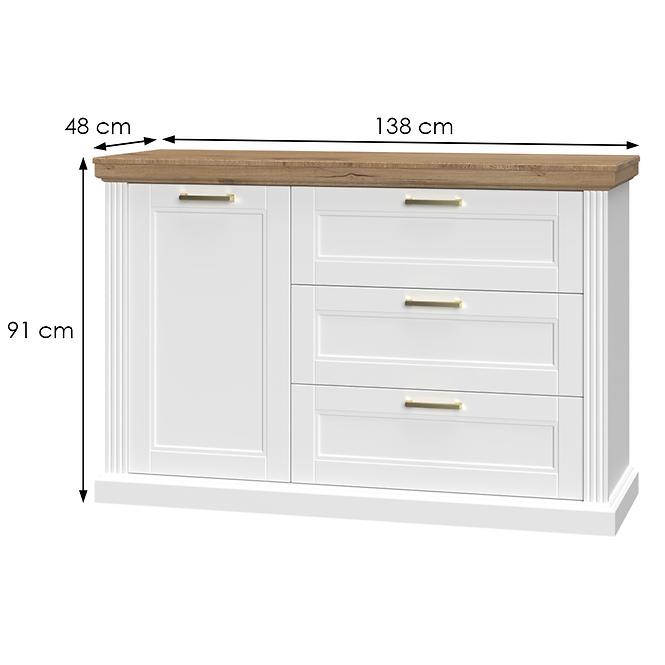 Komoda 1d3s Tara k13/ta white/pacific walnut,2