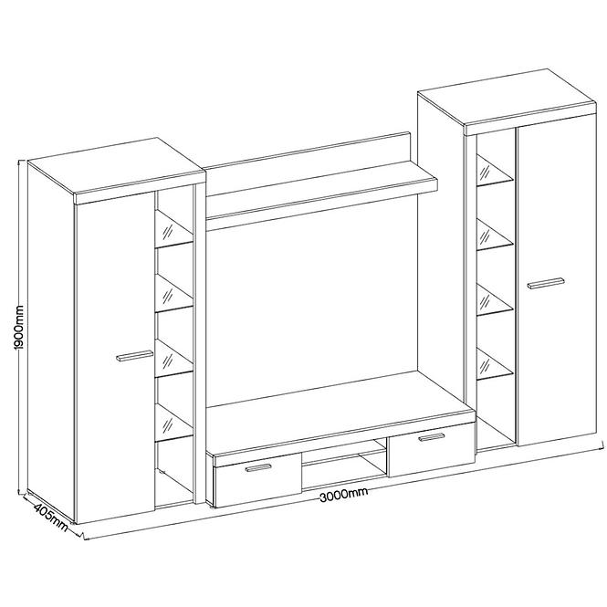 Obývacia stena Rumba Xl 300cm Old Style Wood Matera,2