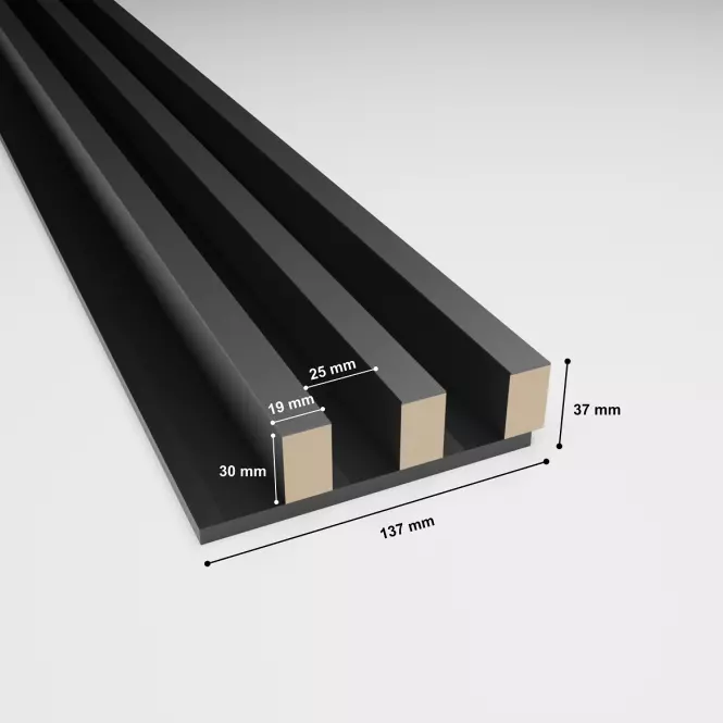 Akustické panely lamelove 3D na plsti Antracit 137x2650mm