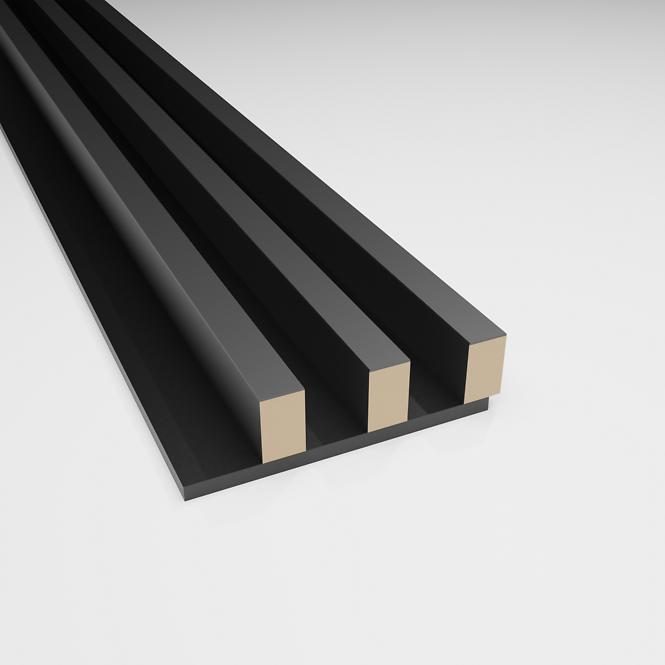 Akustické panely lamelove 3D na plsti Antracit 137x2650mm