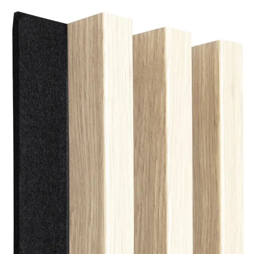 Akustické panely lamelové 3D na plsti Jasen 137x2650 mm