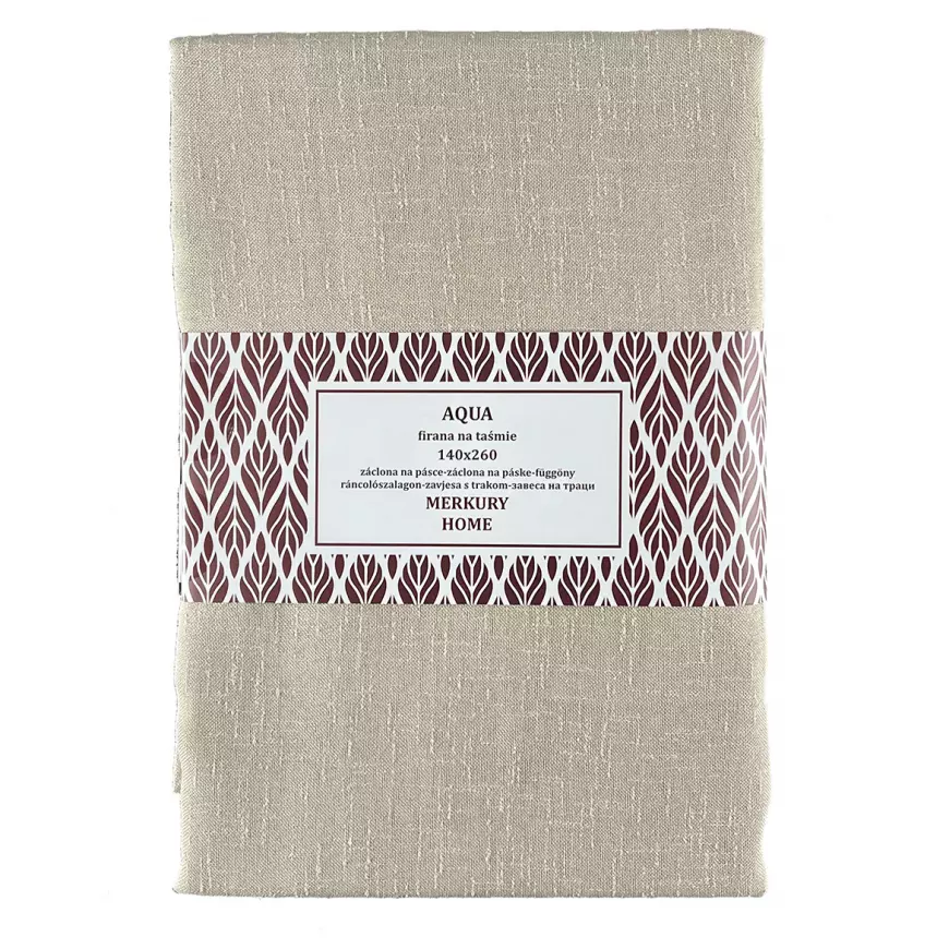 Záclona na páske  AQUA polyester béžová 140x260 Merkury Home