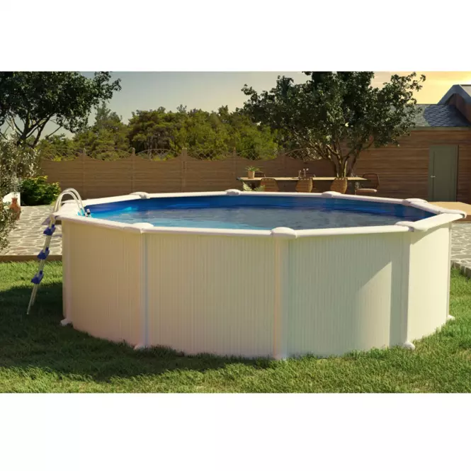 Biely okrúhly oceľový bazén FIDJI 4.6X1.2M KIT460ECO GRE,5