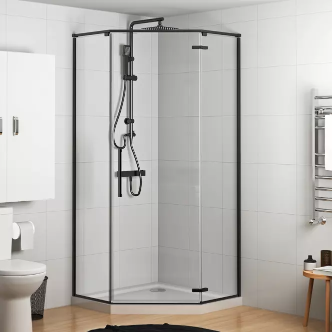 Sprchový kút päťuholníkový Lambda 90x90x195 black,4