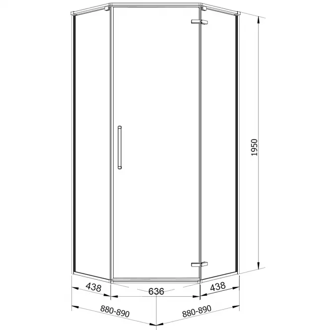 Sprchový kút päťuholníkový Lambda 90x90x195 black,3