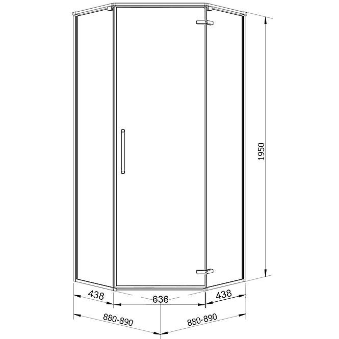 Sprchový kút päťuholníkový Lambda 90x90x195 black,3