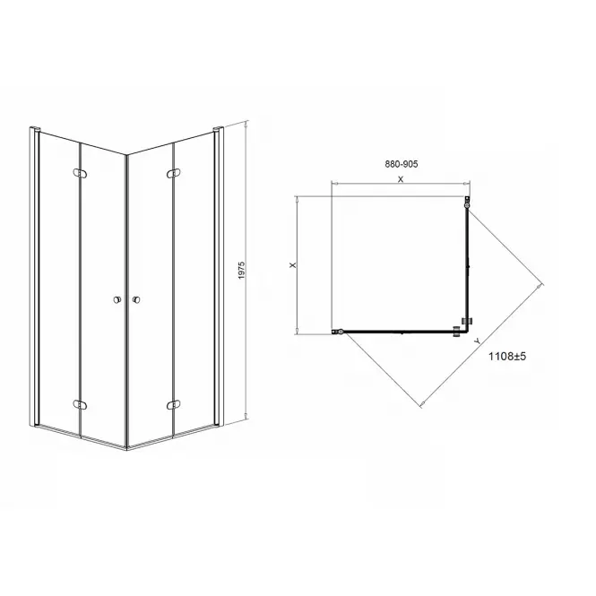 Sprchový kút Zig 90x90x195 chróm