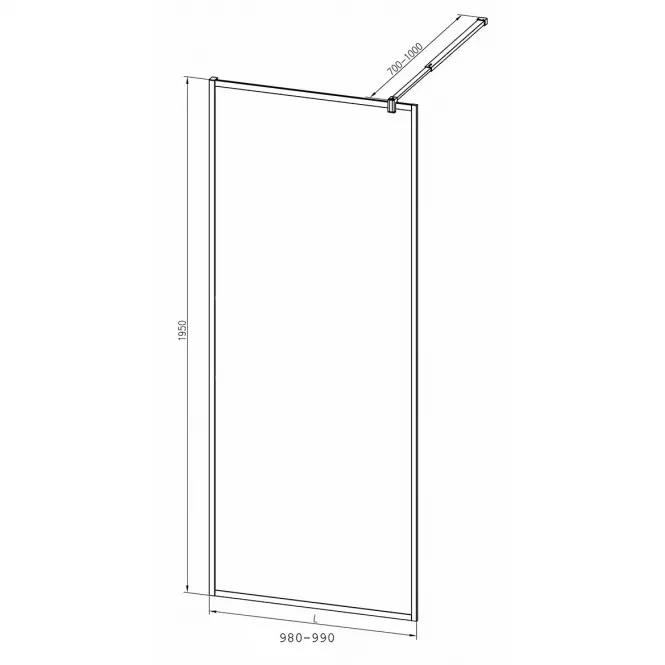 Sprchová stena Walk-in Blur 100x195 black,3