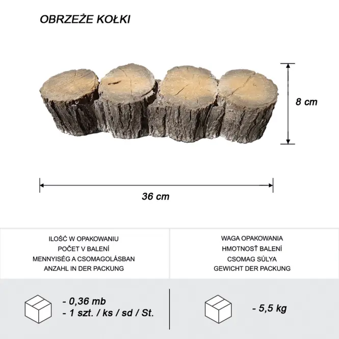 Záhradná obruba - imitácia dreva 36,4x10x8 cm,6