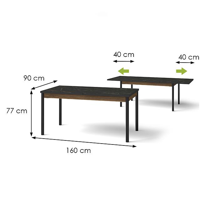 Rozkladací stôl Prestigo P14 160/200x90cm Vojnový orech/San Seb/Čierny mat,2