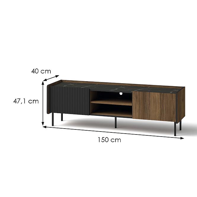 TV skrinka Prestigo P7 2d Vojnový orech/San Seb/Čierny mat