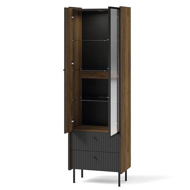 Vitrína Prestigo P3 1d1w2s Walnut War/San Seb/Black