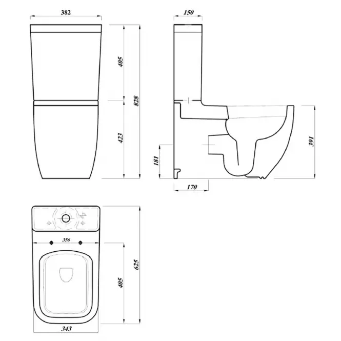 Wc Kombi Matrix Square Rimless s doskou volne padajúca
