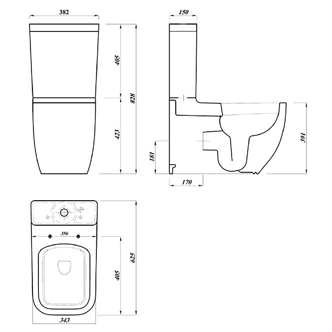 Wc Kombi Matrix Square Rimless s doskou volne padajúca