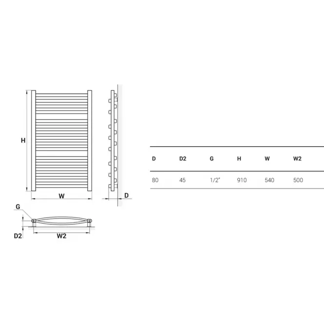 Kúpeľňový radiátor Łezka 3D Ł3D 16/50 910x540 mm