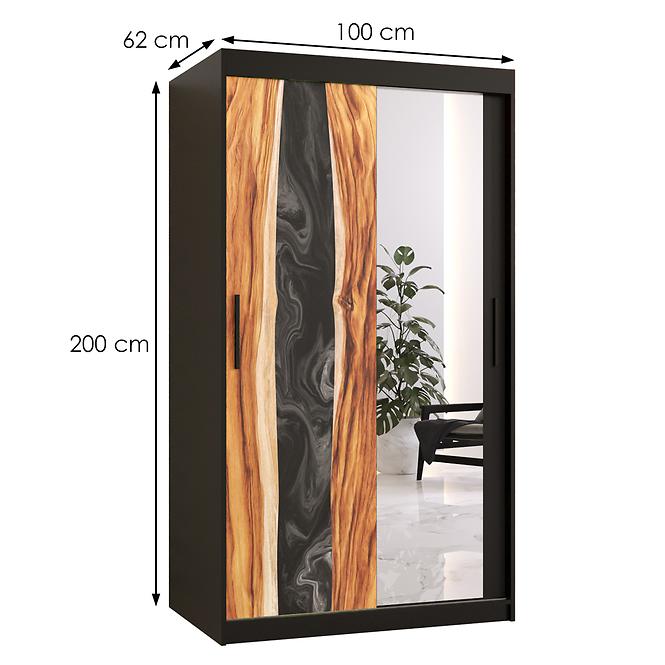 Skriňa Resin II 100 čierna/zrkadlo
