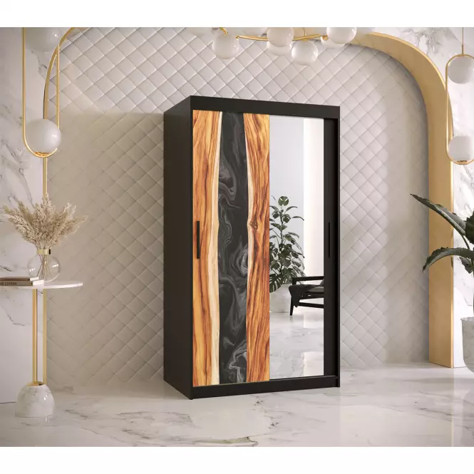 Skriňa Resin II 100 čierna/zrkadlo