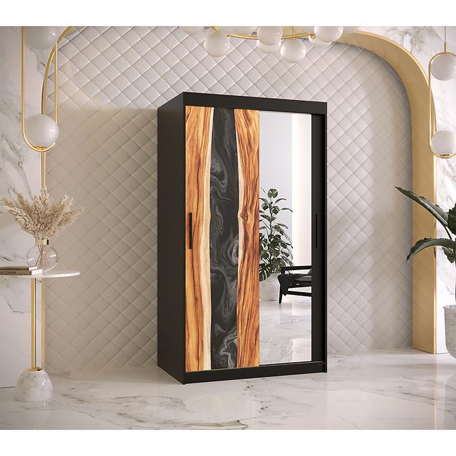Skriňa Resin II 100 čierna/zrkadlo
