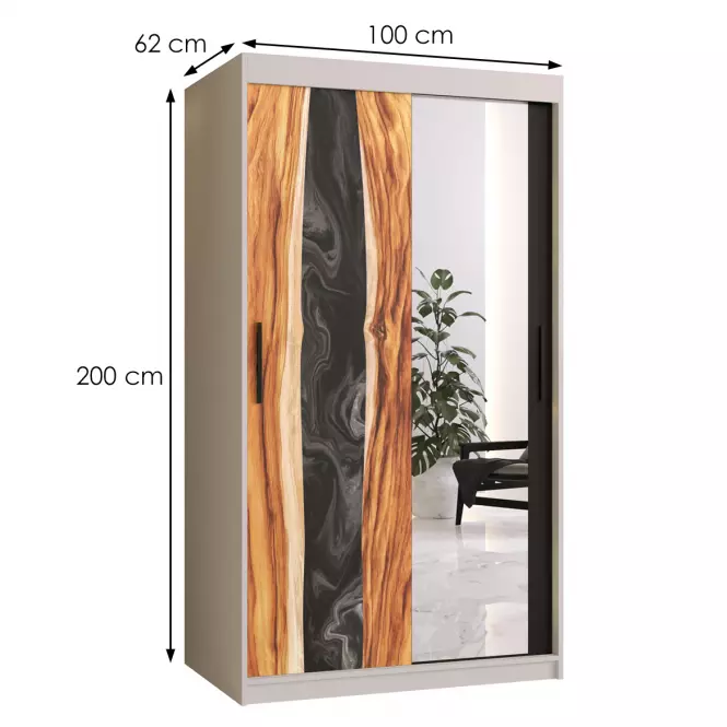 Skriňa Resin II 100 biela/zrkadlo